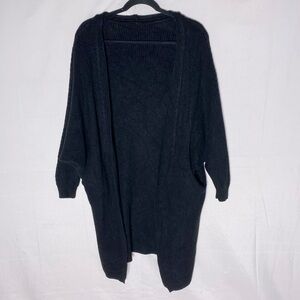 Women’s Black Open Front Dolman Sleeve Knit Cardigan W Pockets M